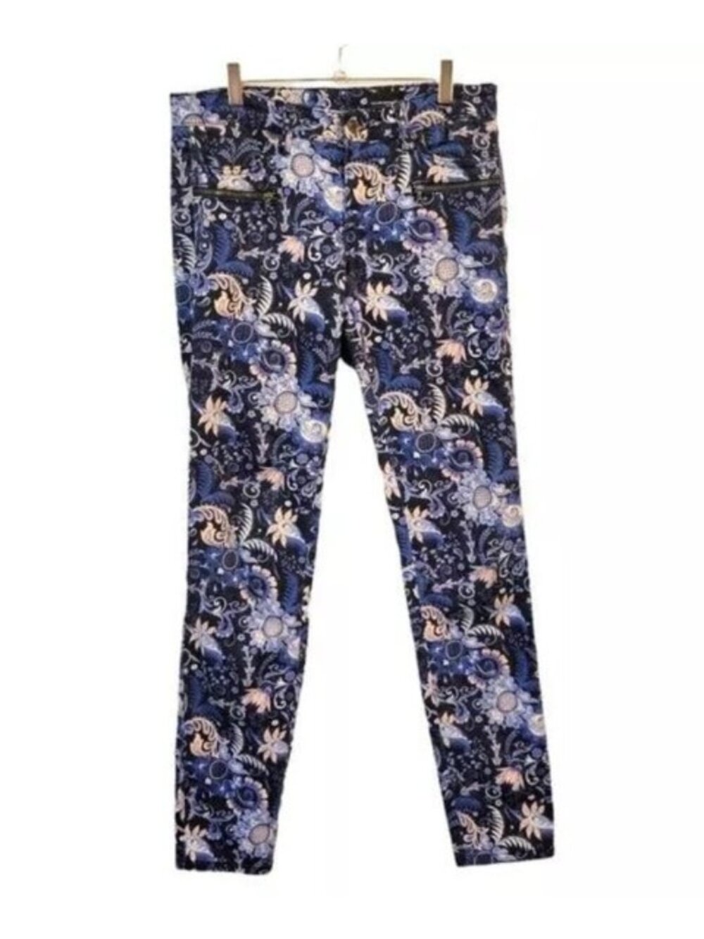 Club Monaco | Floral Paisley Skinny Jeans Blue Peach
